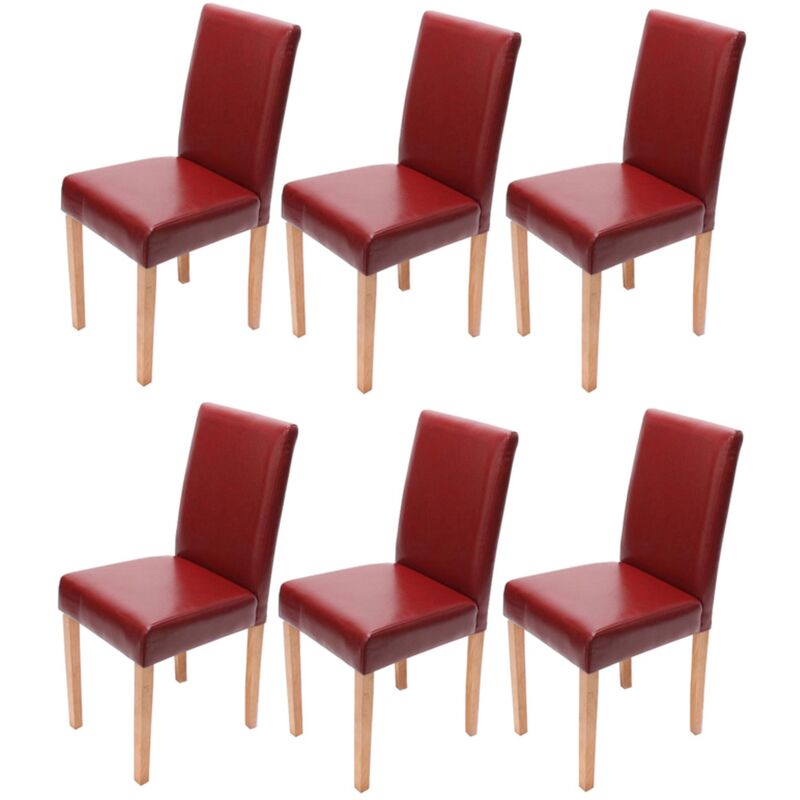 foto del prodotto set 6x sedie littau pelle soggiorno cucina sala da pranzo 43x56x90cm rosso piedi chiari