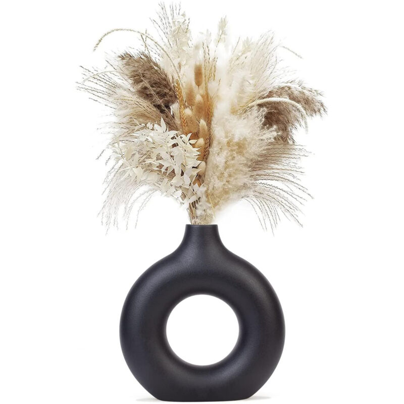 foto del prodotto sinbinta vasi per erba della pampa, vaso creativo decorazioni per la casa moderne, vaso fatto a mano in ceramica nero fiori secchi ornamenti