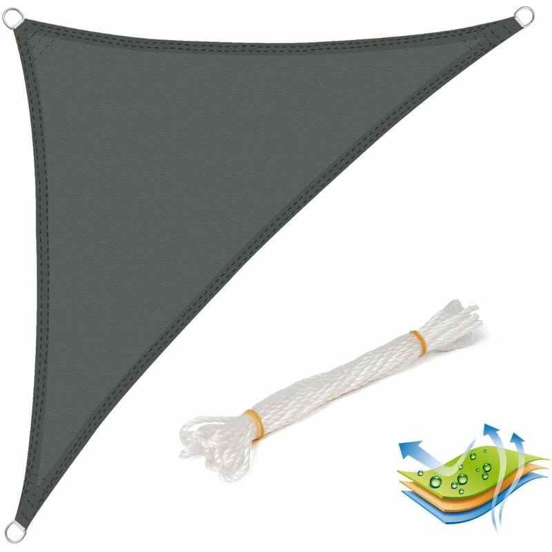 foto del prodotto tenda a vela parasole telo da sole pes protezione solare anti uv esterni grigio 2.5x2.5x3.5m woltu