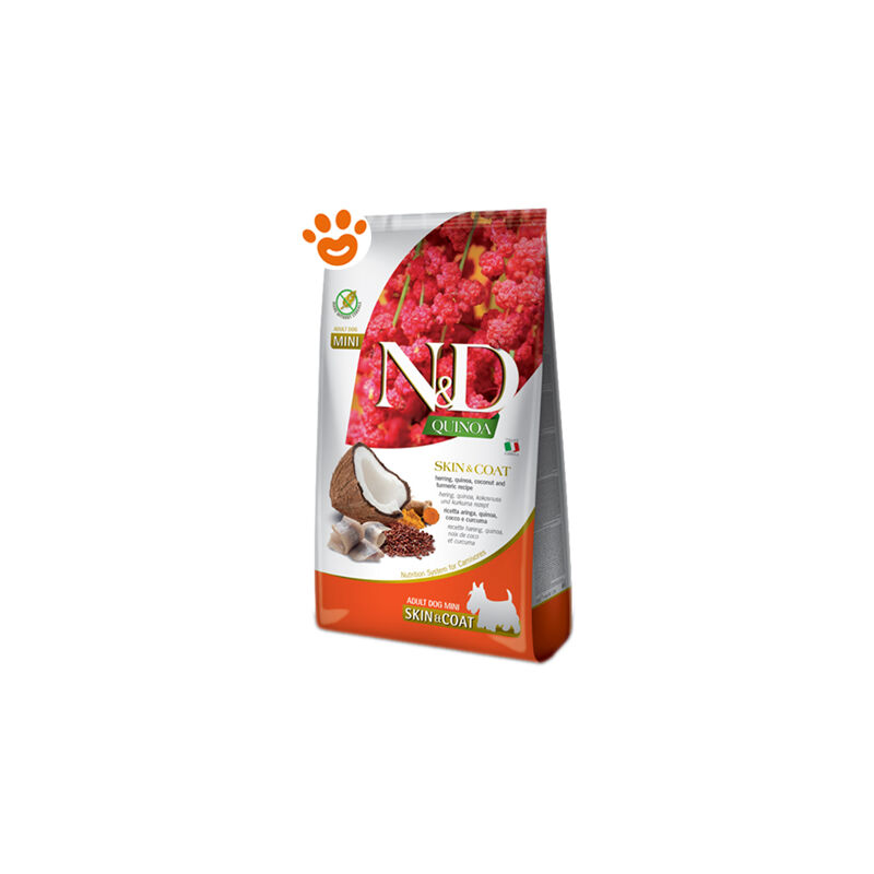 foto del prodotto farmina dog n d quinoa skin coat adult mini aringhe sacco da 2,5 kg