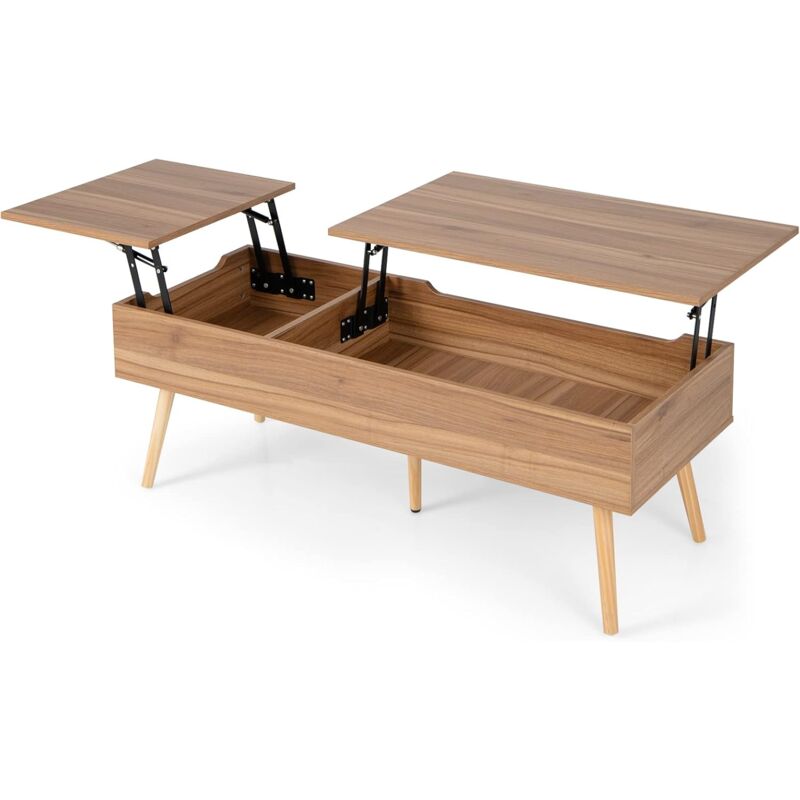 foto del prodotto tavolino basso con piano sollevabile, carico 60kg 31kg, vano portaoggetti, per soggiorno, 120x49x42 cm goplus