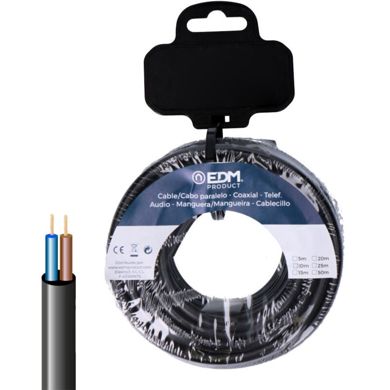 foto del prodotto edm prodotto cavo tubo elettrico 28724 nero 2 x 0,75 mm 10 m h05vv f brand ean 8425998287240