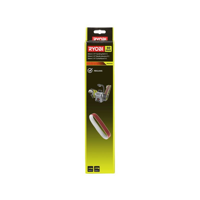foto del prodotto bss50a5 5 nastri abrasivi 50x686mm grana 80 levigatrice rbgl650g ryobi