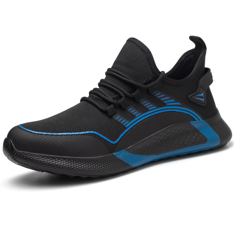 foto del prodotto scarpe antinfortunistiche per uomo e donna, anti shock, anti perforazione, traspiranti e leggere, scarpe da lavoro con puntale in acciaio blu taglia