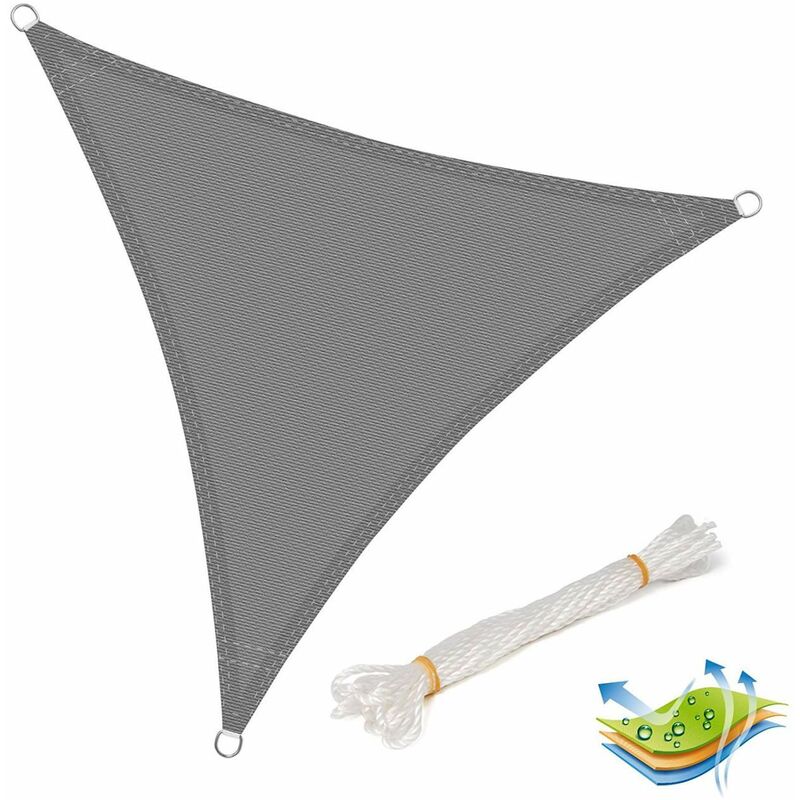 foto del prodotto tenda a vela parasole telo da sole in protezione solare anti uv giardino grigio 3x3x3 m woltu