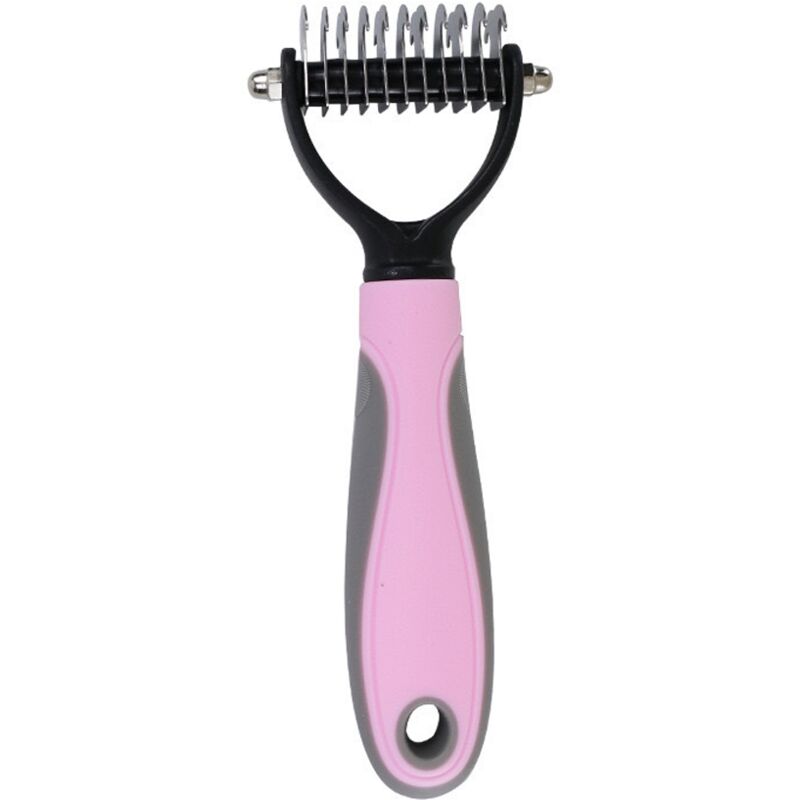 foto del prodotto cyslmuk rosa 11 denti spazzola per animali domestici, strumento per la rimozione dei peli di cane, strumento per la toelettatura degli animali