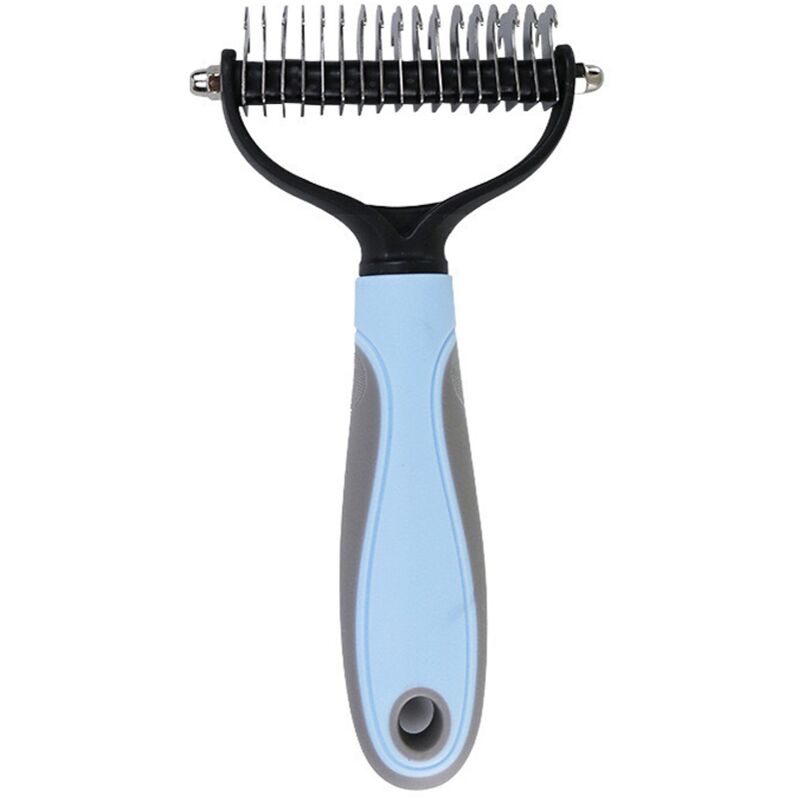 foto del prodotto cyslmuk blu 17 denti spazzola per animali domestici, strumento per la rimozione dei peli di cane, strumento per la toelettatura degli animali