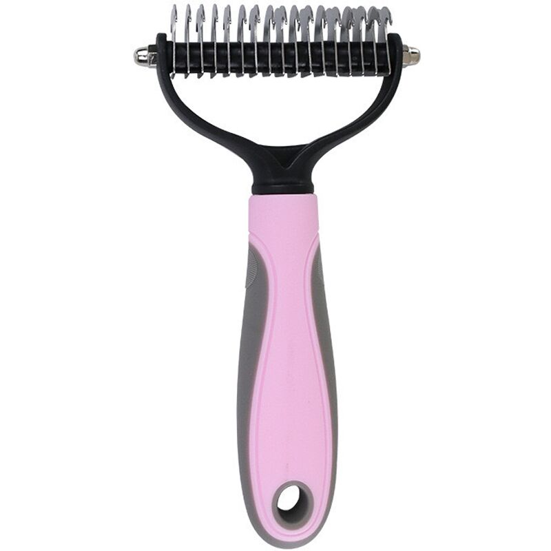 foto del prodotto cyslmuk rosa 17 denti spazzola per animali domestici, strumento per la rimozione dei peli di cane, strumento per la toelettatura degli animali