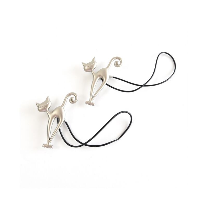 foto del prodotto cyslmuk 2 pezzi fermatende magnetici per tende, supporto magnetico per tende, fibbia per tende, bellissimo motivo a gatto, clip per tende,