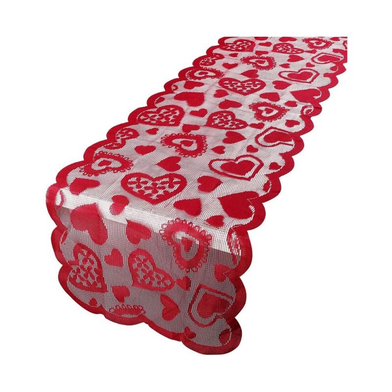 foto del prodotto cyslmuk decorazione da tavolo per san valentino, tovaglietta a forma di cuore, set da tavolo rosso, tovaglia rettangolare, decorazione da tavolo