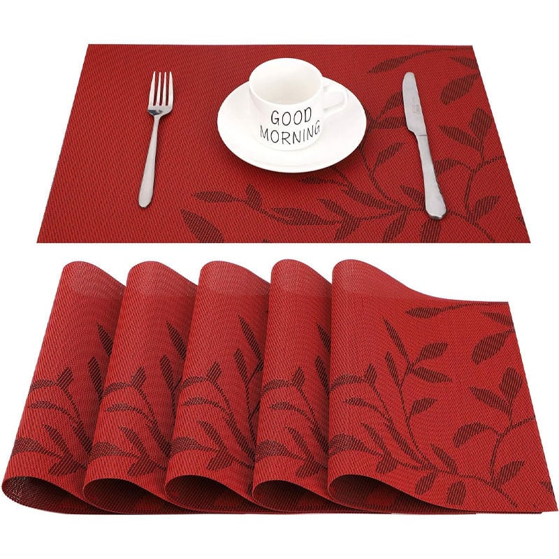 foto del prodotto set di 6 tovagliette in vinile antimacchia, pieghevoli, lavabili e pulibili, per la decorazione del tavolo da pranzo della cucina