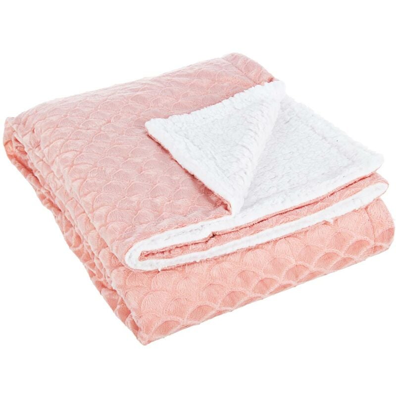 foto del prodotto bizzotto plaid coperta letto singolo agnellato tires morbida rosa 130x160 450 gr