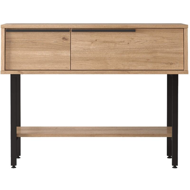 foto del prodotto consolle da ingresso rebecca mobili hinoki 76x100x29,5 truciolato ferro rovere chiaro grigio scuro moderno