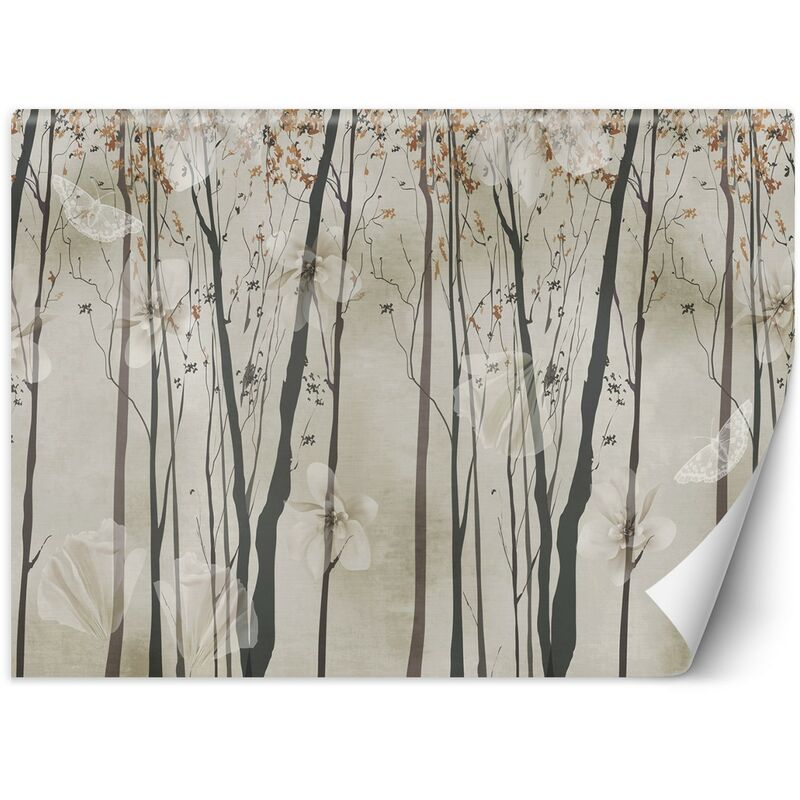 foto del prodotto gbshop carta da parati, alberi fiori e farfalle 350x245