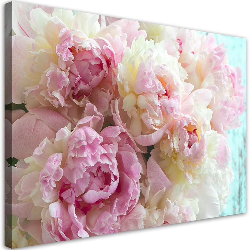 foto del prodotto gbshop quadro su tela, fiori di peonia rosa 60x40