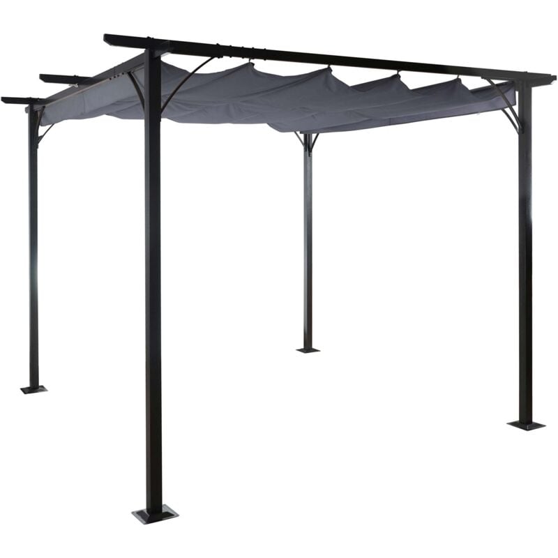 foto del prodotto gazebo pergola baldacchino moderno elegante giardino patio hhg 116 acciaio poliestere 3,5x3,5m grigio