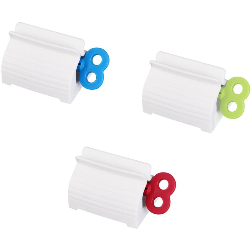 foto del prodotto 3 pezzi di plastica per dentifricio tubetto spremiagrumi rotante dentifricio dispenser sedile supporto per vernici cosmetici crema