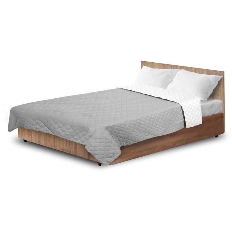 foto del prodotto copriletto trapuntato ad ultrasuoni 200x220 cm, grigio e bianco