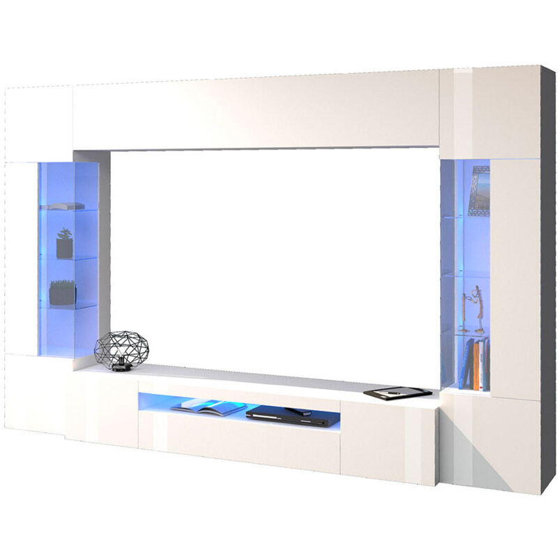 foto del prodotto giordanoshop parete attrezzata soggiorno 200x40x35 cm egypt bianco lucido