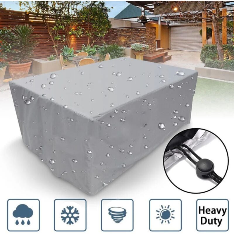 foto del prodotto mimiy copertura per mobili da giardino rettangolare, in poliestere, impermeabile, antipolvere, anti uv, per sedia o tavolo da giardino dimensioni 