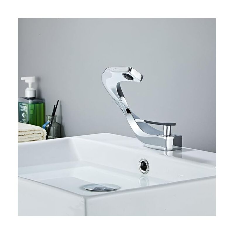immagine 0 del prodotto rubinetto per bagno nero, miscelatore per lavabo dal design elegante, rubinetto monoforo, ottone, argento