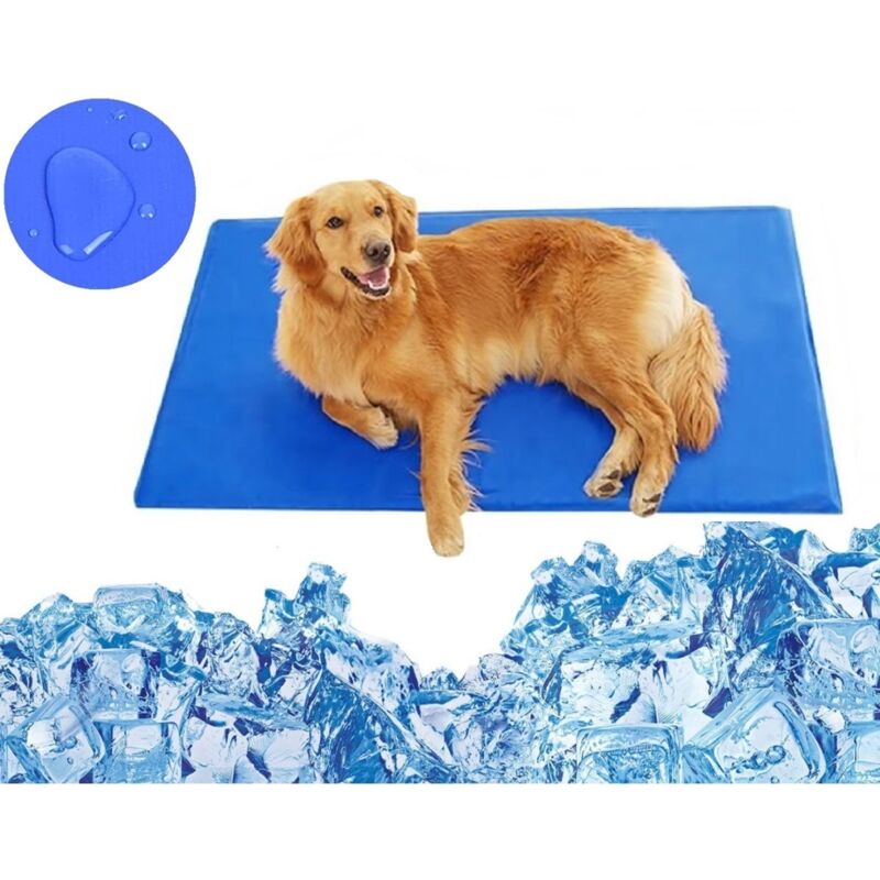 foto del prodotto tappetino rinfrescante in gel per animali 60x80 cm blu