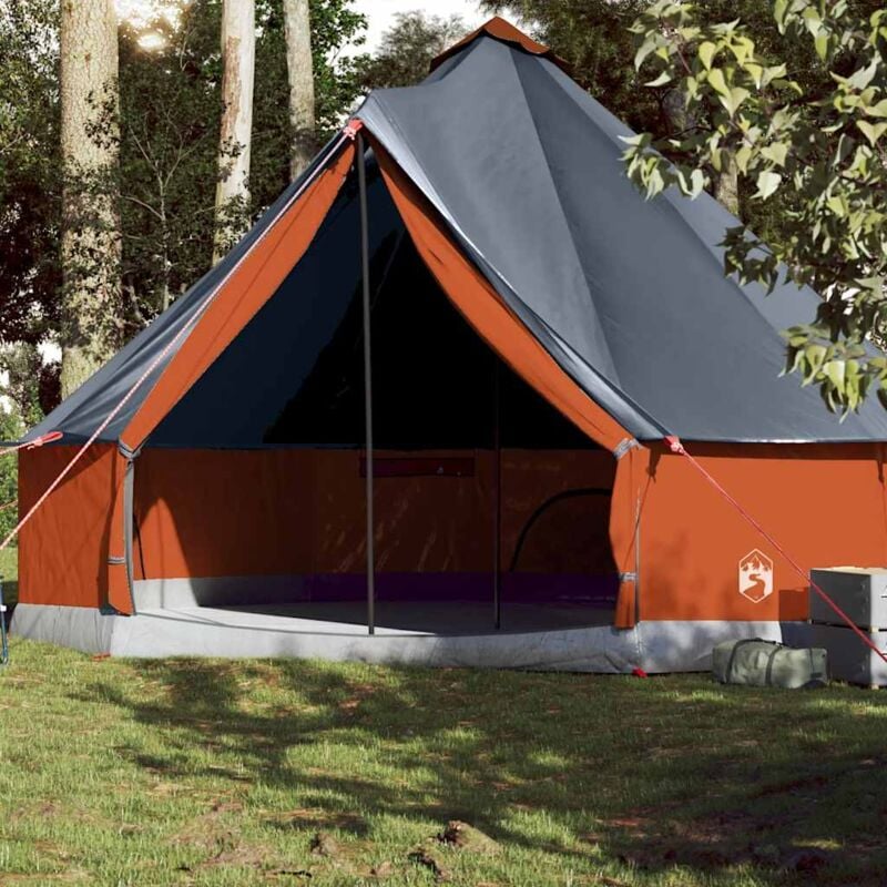 foto del prodotto vidaxl tenda familiare tipi 10 persone grigia e arancione impermeabile