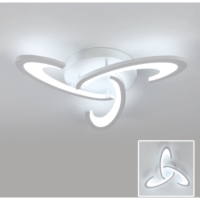 foto del prodotto plafoniera acrilica moderna bianca da 30w con 3 teste di illuminazione cool white 6500k per camera da letto, soggiorno e cucina comely