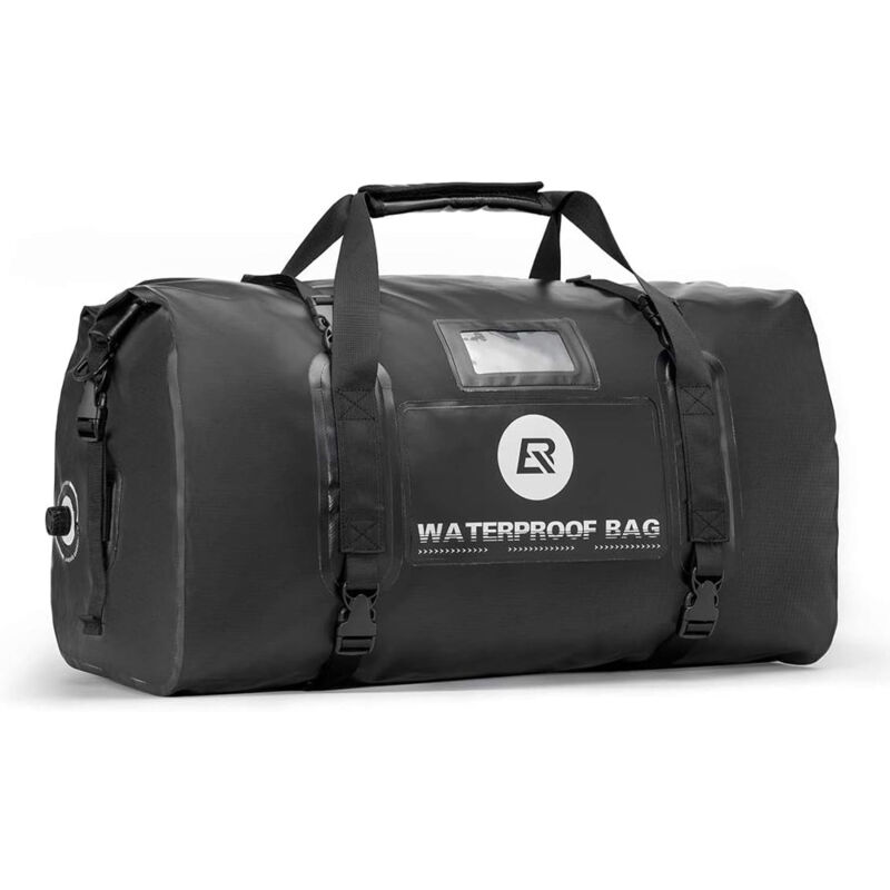 foto del prodotto pratica borsa da moto impermeabile agganciata alla sella, 55l, nera