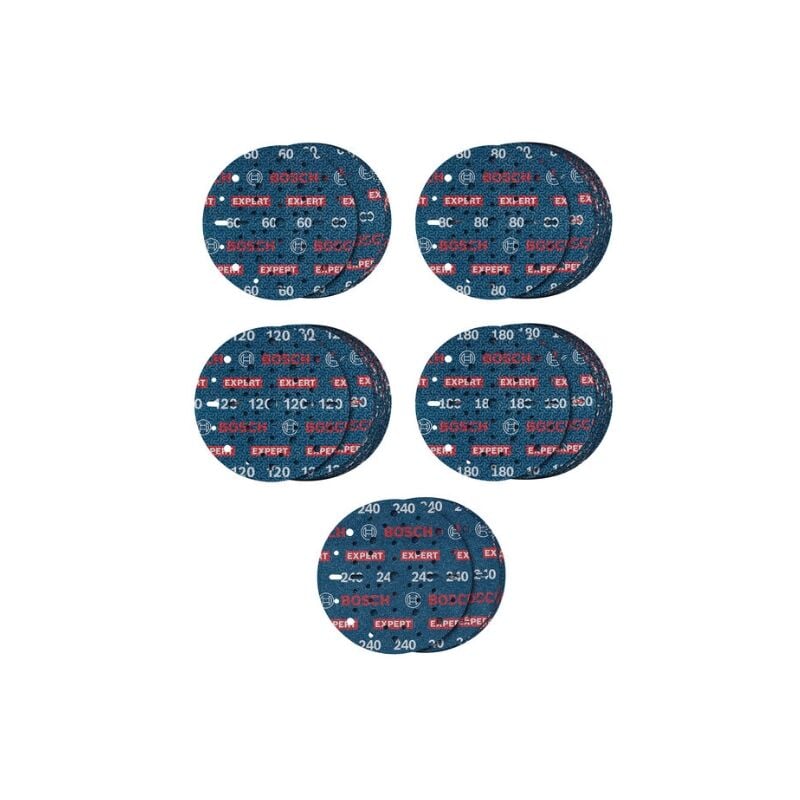 foto del prodotto bosch 55x set de 55 dischi de expert o780, 150 mm per legno duro, paint su legno, 150 mm, grana 60 80 120 180 240, accessori professionali