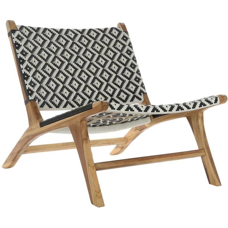 foto del prodotto poltrona dkd home decor teak naturale nero bianco pvc 65 x 80 x 68 cm 