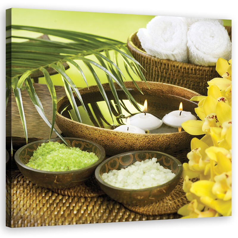 foto del prodotto gbshop quadro su tela, fiori palm candle zen 30x30
