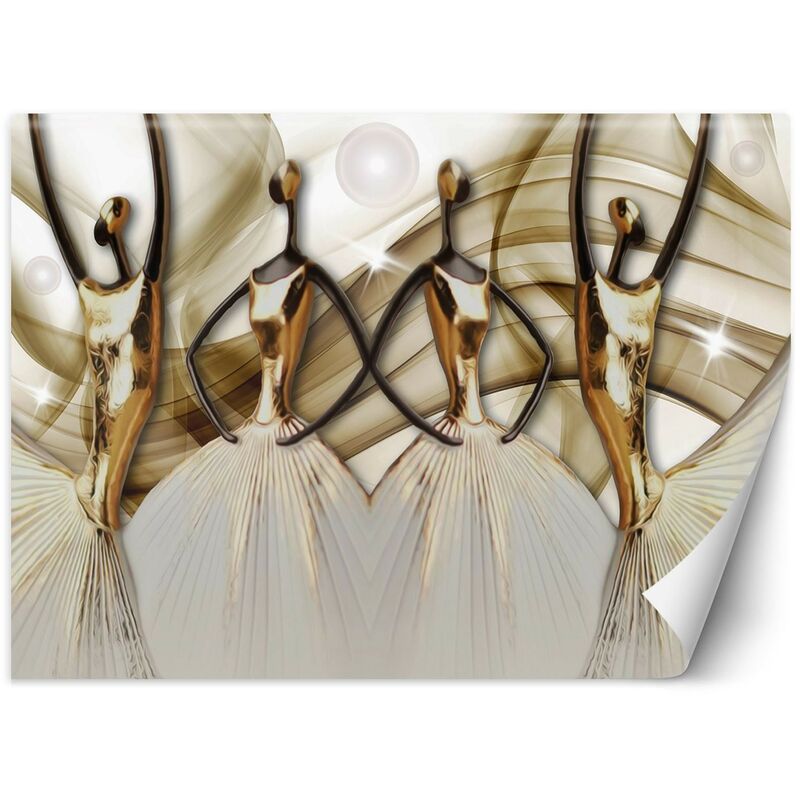 foto del prodotto carta da parati, sagome femminili oro astratto 200x140