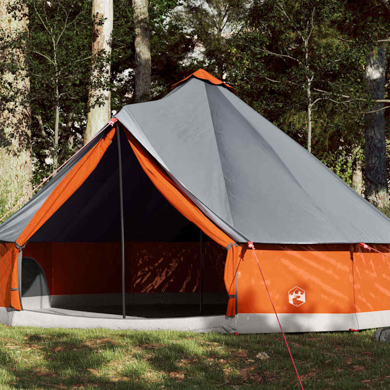 foto del prodotto vidaxl tenda familiare tipi 12 persone grigia e arancione impermeabile