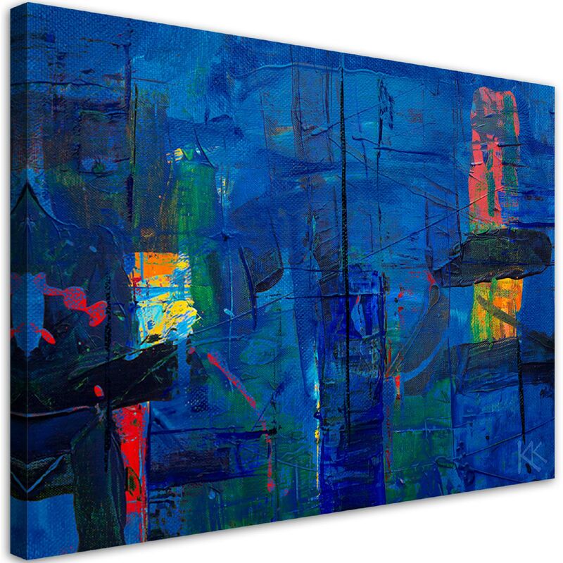 foto del prodotto gbshop quadro su tela, mano di astrazione blu pinto 60x40
