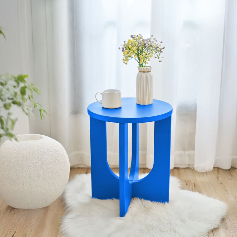 foto del prodotto tavolino da caff kysdajore piano rotondo 50x40 cm blu reale en.casa 