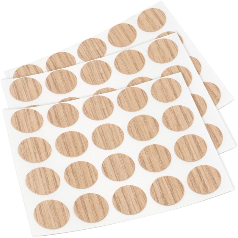 foto del prodotto adsamm 60 x copriforo autoadesivi ultrasottili quercia chiari 13 mm tondi cover adesivi per mobili e superfici adesivi coprivite per