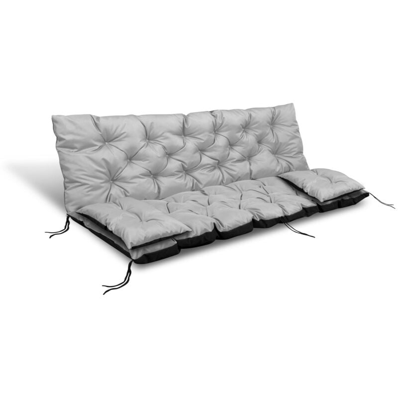 foto del prodotto cuscino da giardino 180x60x50 cm 2 cuscini per panca da dondolo impermeabili grigio chiaro