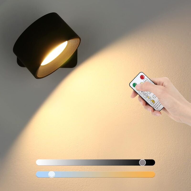 immagine 0 del prodotto tonchean lampada da parete a led per interni, batteria ricaricabile, tre temperature di colore, controllo touch e telecomando, luminosit 