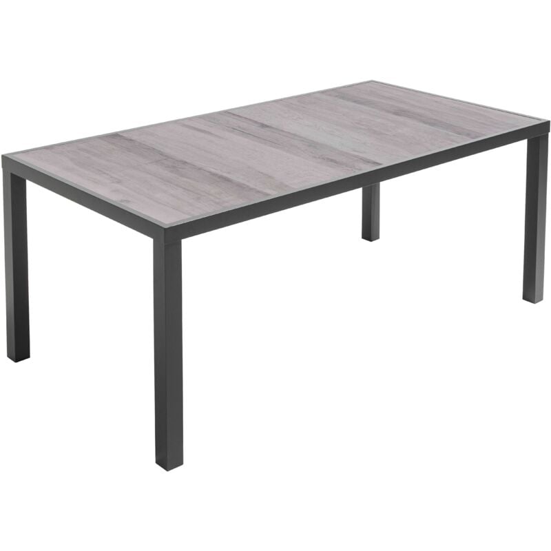 foto del prodotto tavolo da giardino in alluminio e ceramica effetto legno grigio tivoli