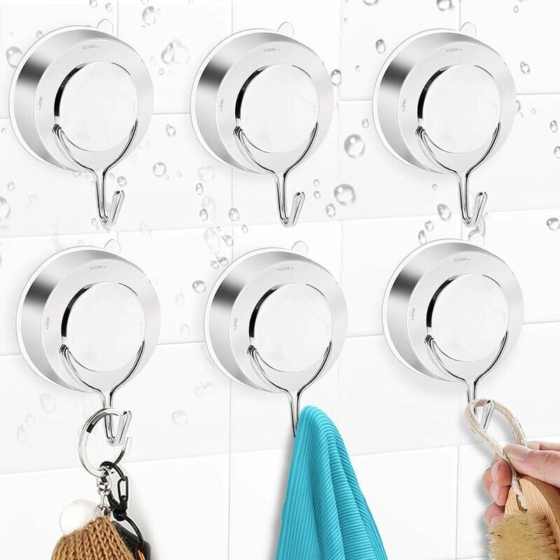 foto del prodotto soleil ganci a ventosa, portasciugamani da 6 pezzi, ganci da parete per bagno in acciaio inox, ganci da parete a ventosa, ganci da parete senza
