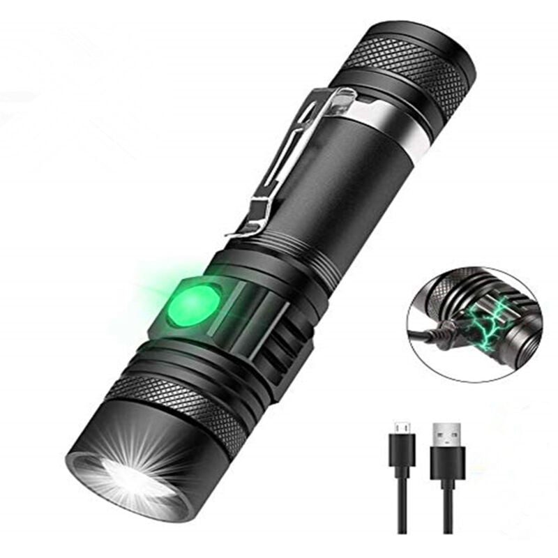 foto del prodotto torcia elettrica 1 torcia tattica a led super luminosa usb18650 ricaricabile