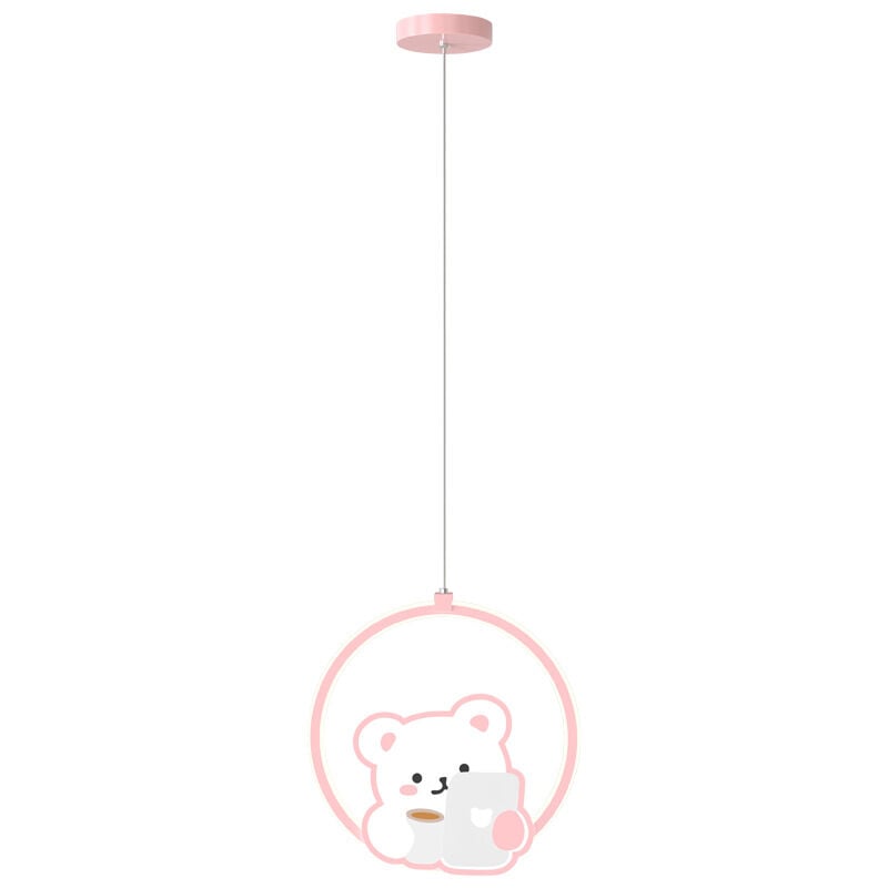 immagine 0 del prodotto kcvv lampada a sospensione a forma di orso dei cartoni animati, lampada a sospensione in metallo con paralume in acrilico bianco, lampade a