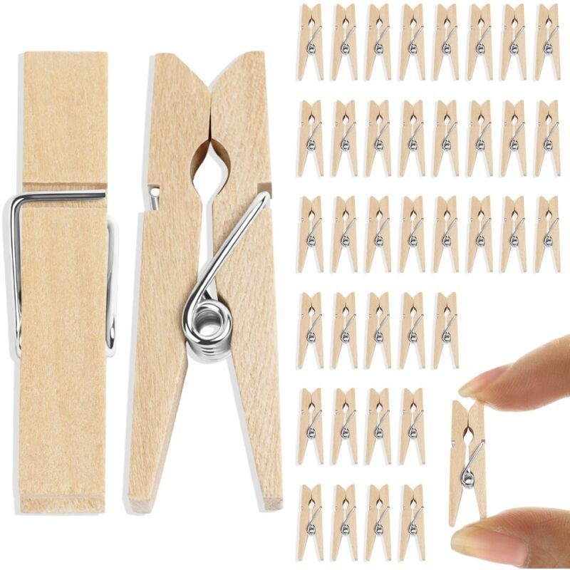 foto del prodotto alovez mini mollette decorative, 110 pezzi piccole mollette in legno per matrimonio, natale, san valentino, artigianato, mollette per foto,