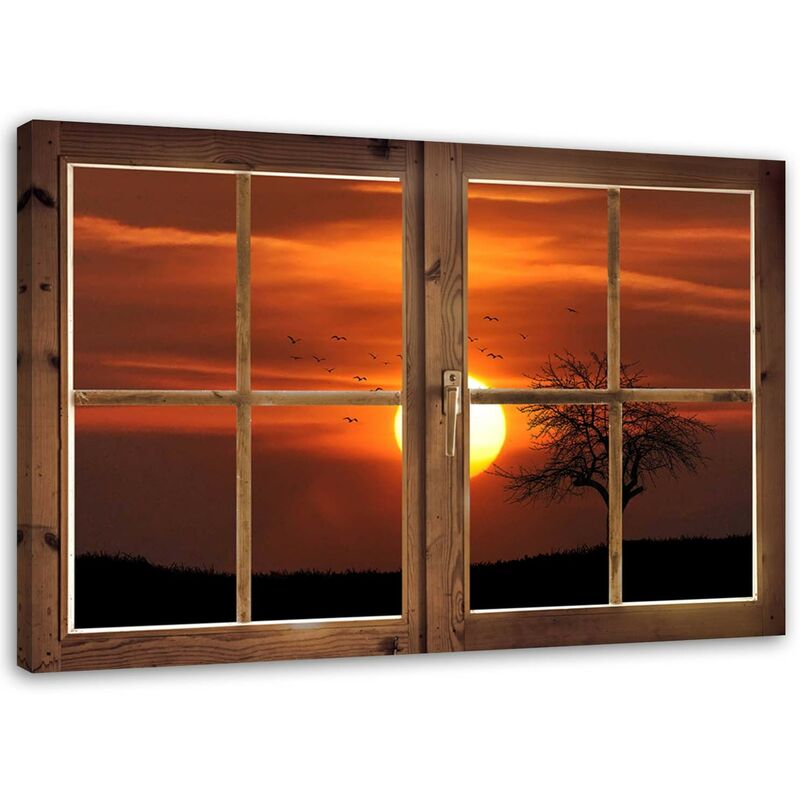 foto del prodotto gbshop quadro su tela, finestra vista tramonto 100x70