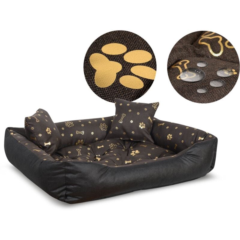 foto del prodotto cuccia per cani, box, 75x65 cm, impermeabile, ossa dorate
