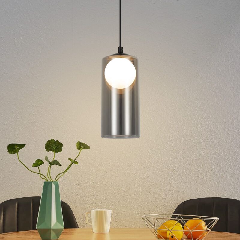 immagine 0 del prodotto gbly lampada a sospensione nera 1 fiamma, lampada da comodino a sospensione in vetro fum , lampada a sospensione g9 con altezza regolabile per