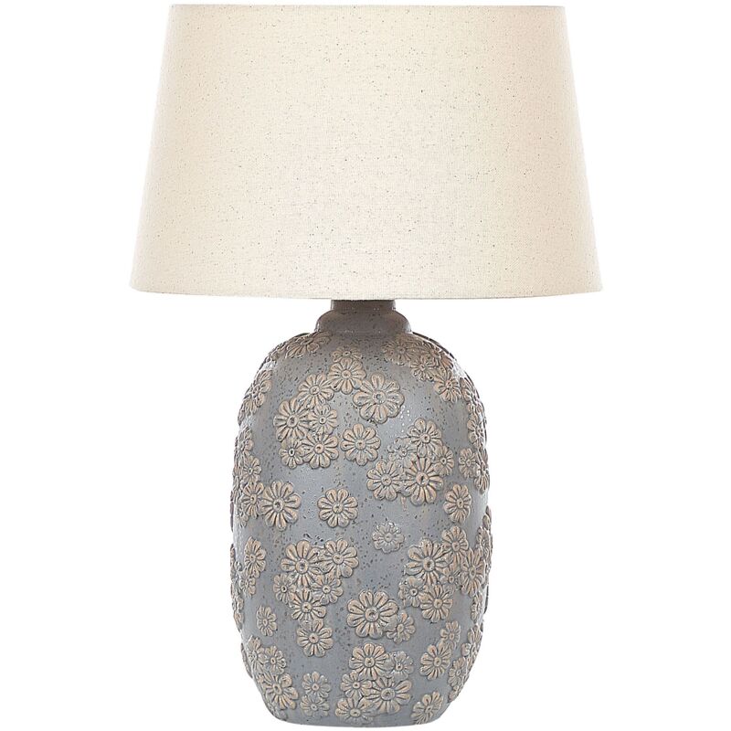 foto del prodotto beliani lampada da tavolo in ceramica grigia e beige 46 cm con paralume ferrey