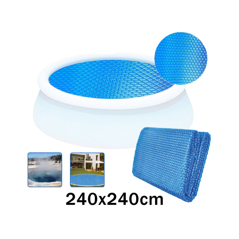 foto del prodotto copertura per piscina rotonda a bolle blu da 240 cm