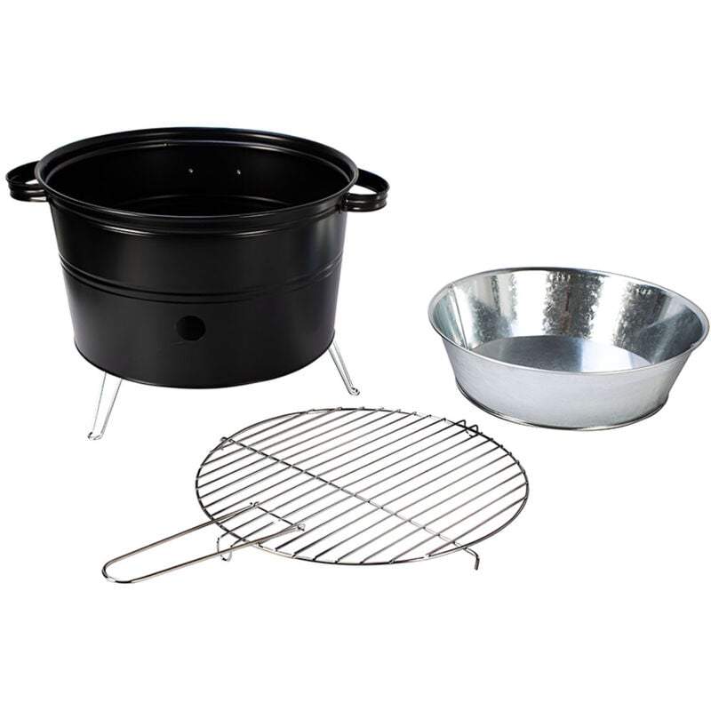 foto del prodotto cose da casa fornacella a carbone tonda barbecue portatile ripiano griglia acciaio inox cuoci arrosti spiedini carne pesce